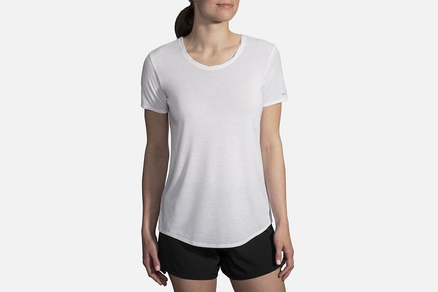 Brooks Distance Women Running Clothes & Running Shirt White FRG927406